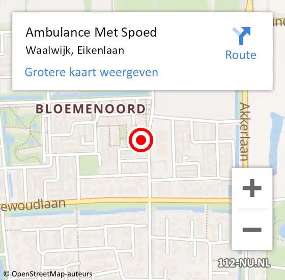 Locatie op kaart van de 112 melding: Ambulance Met Spoed Naar Waalwijk, Eikenlaan op 24 februari 2018 14:53