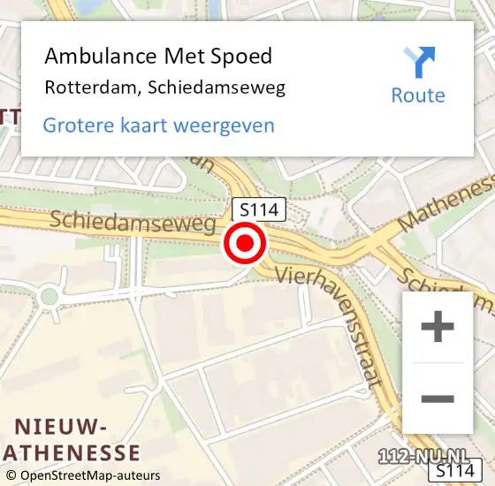 Locatie op kaart van de 112 melding: Ambulance Met Spoed Naar Rotterdam, Schiedamseweg op 24 februari 2018 14:53