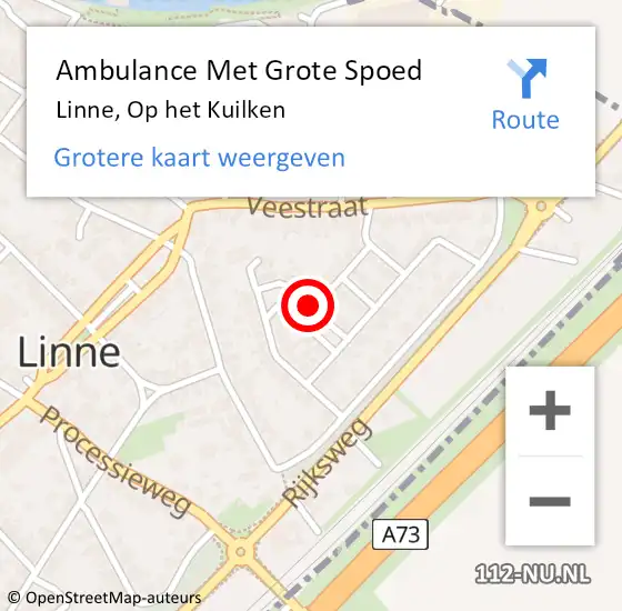 Locatie op kaart van de 112 melding: Ambulance Met Grote Spoed Naar Linne, Op het Kuilken op 24 februari 2018 15:54