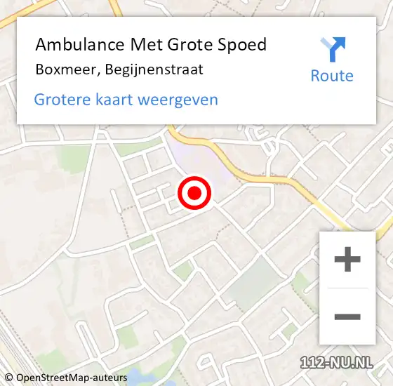 Locatie op kaart van de 112 melding: Ambulance Met Grote Spoed Naar Boxmeer, Begijnenstraat op 24 februari 2018 15:57
