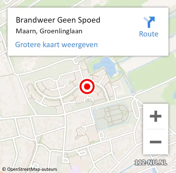 Locatie op kaart van de 112 melding: Brandweer Geen Spoed Naar Maarn, Groenlinglaan op 24 februari 2018 16:22