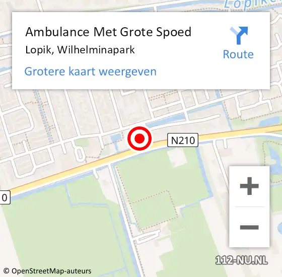 Locatie op kaart van de 112 melding: Ambulance Met Grote Spoed Naar Lopik, Wilhelminapark op 24 februari 2018 16:42