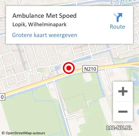 Locatie op kaart van de 112 melding: Ambulance Met Spoed Naar Lopik, Wilhelminapark op 24 februari 2018 16:58