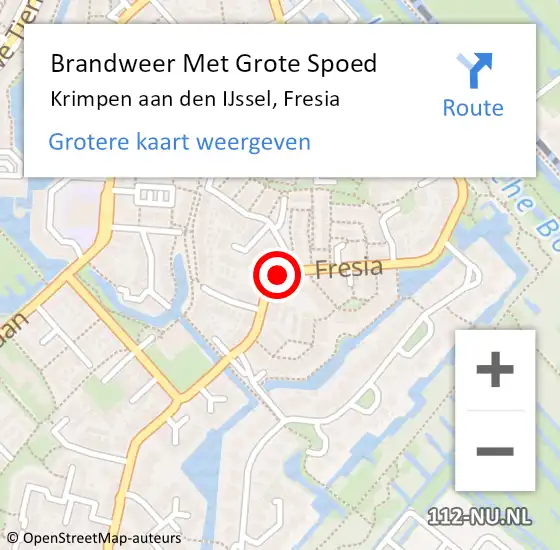 Locatie op kaart van de 112 melding: Brandweer Met Grote Spoed Naar Krimpen aan den IJssel, Fresia op 24 februari 2018 17:20