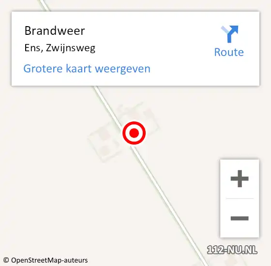 Locatie op kaart van de 112 melding: Brandweer Ens, Zwijnsweg op 24 februari 2018 18:03
