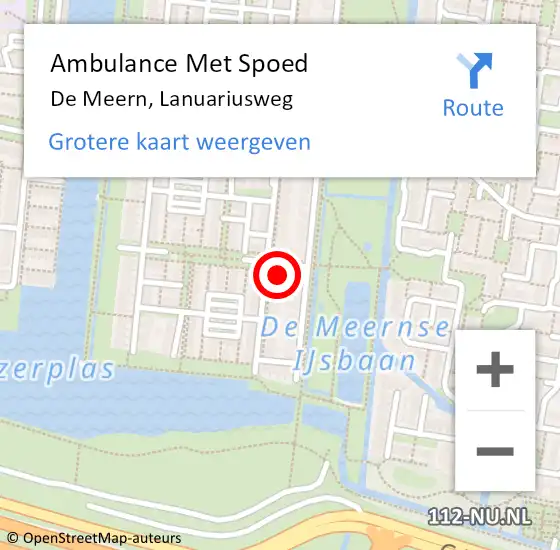Locatie op kaart van de 112 melding: Ambulance Met Spoed Naar De Meern, Lanuariusweg op 24 februari 2018 18:19