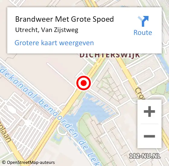 Locatie op kaart van de 112 melding: Brandweer Met Grote Spoed Naar Utrecht, Van Zijstweg op 24 februari 2018 18:33