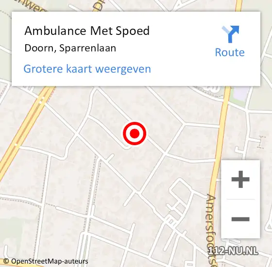 Locatie op kaart van de 112 melding: Ambulance Met Spoed Naar Doorn, Sparrenlaan op 24 februari 2018 18:56