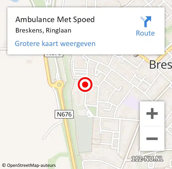 Locatie op kaart van de 112 melding: Ambulance Met Spoed Naar Breskens, Ringlaan op 24 februari 2018 19:03