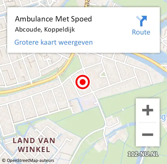 Locatie op kaart van de 112 melding: Ambulance Met Spoed Naar Abcoude, Koppeldijk op 24 februari 2018 19:11