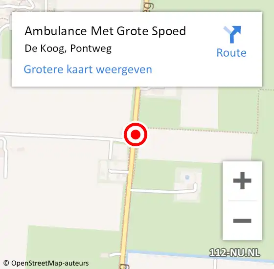 Locatie op kaart van de 112 melding: Ambulance Met Grote Spoed Naar De Koog, Pontweg op 24 februari 2018 19:30