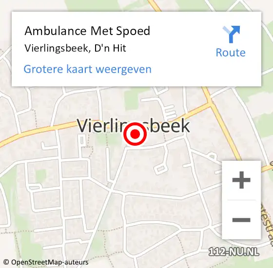 Locatie op kaart van de 112 melding: Ambulance Met Spoed Naar Vierlingsbeek, D'n Hit op 24 februari 2018 19:38