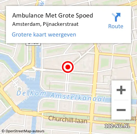Locatie op kaart van de 112 melding: Ambulance Met Grote Spoed Naar Amsterdam, Pijnackerstraat op 24 februari 2018 19:38