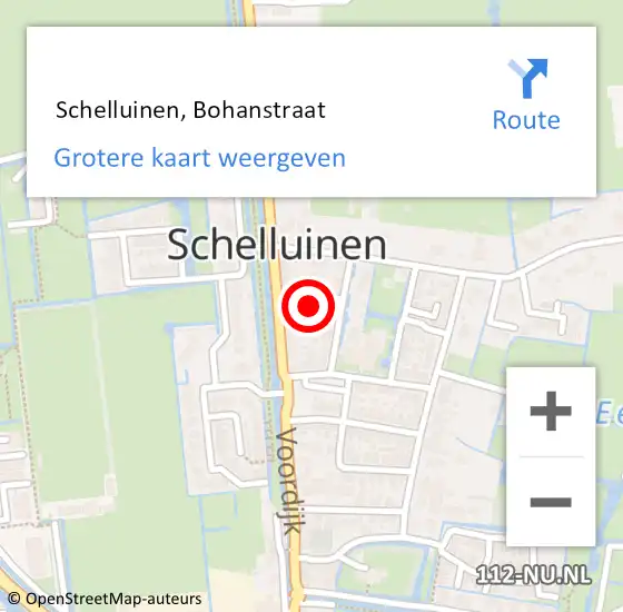 Locatie op kaart van de 112 melding:  Schelluinen, Bohanstraat op 24 februari 2018 19:59