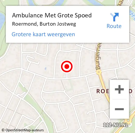 Locatie op kaart van de 112 melding: Ambulance Met Grote Spoed Naar Roermond, Burton Jostweg op 24 februari 2018 20:35