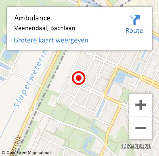 Locatie op kaart van de 112 melding: Ambulance Veenendaal, Bachlaan op 24 februari 2018 21:14