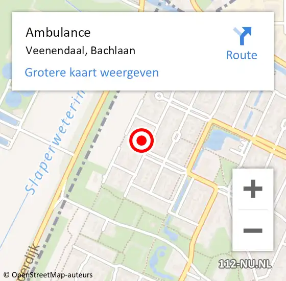 Locatie op kaart van de 112 melding: Ambulance Veenendaal, Bachlaan op 24 februari 2018 21:15