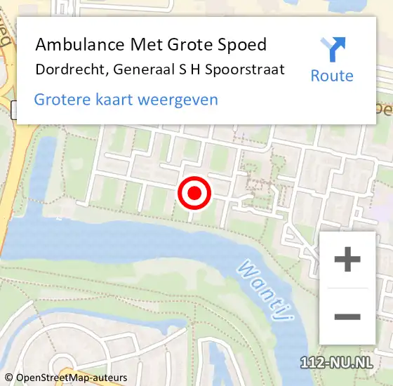 Locatie op kaart van de 112 melding: Ambulance Met Grote Spoed Naar Dordrecht, Generaal S H Spoorstraat op 24 februari 2018 22:22