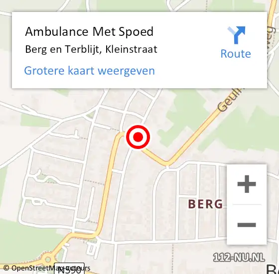 Locatie op kaart van de 112 melding: Ambulance Met Spoed Naar Berg en Terblijt, Kleinstraat op 17 februari 2014 11:22