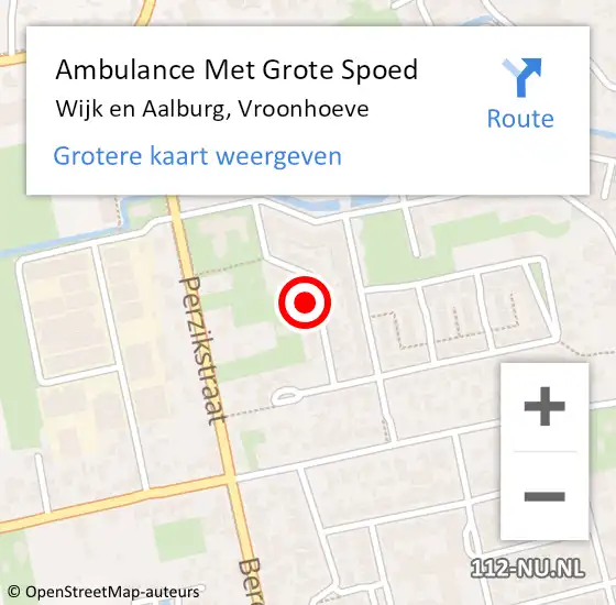 Locatie op kaart van de 112 melding: Ambulance Met Grote Spoed Naar Wijk en Aalburg, Vroonhoeve op 24 februari 2018 22:47