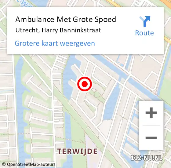Locatie op kaart van de 112 melding: Ambulance Met Grote Spoed Naar Utrecht, Harry Banninkstraat op 24 februari 2018 22:56