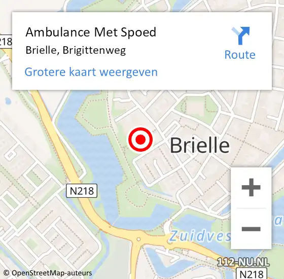 Locatie op kaart van de 112 melding: Ambulance Met Spoed Naar Brielle, Brigittenweg op 24 februari 2018 23:15