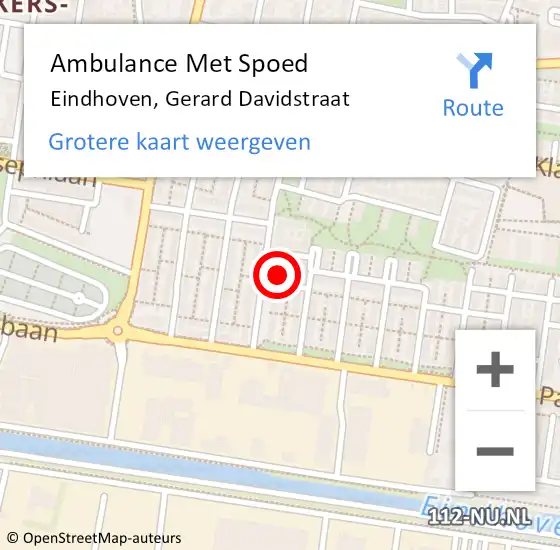 Locatie op kaart van de 112 melding: Ambulance Met Spoed Naar Eindhoven, Gerard Davidstraat op 24 februari 2018 23:19