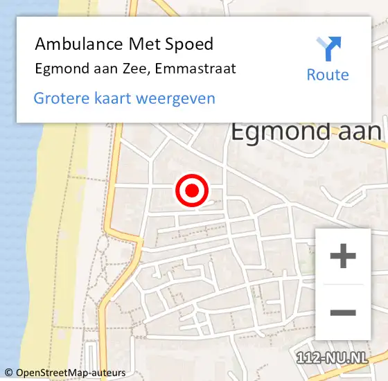 Locatie op kaart van de 112 melding: Ambulance Met Spoed Naar Egmond aan Zee, Emmastraat op 24 februari 2018 23:21