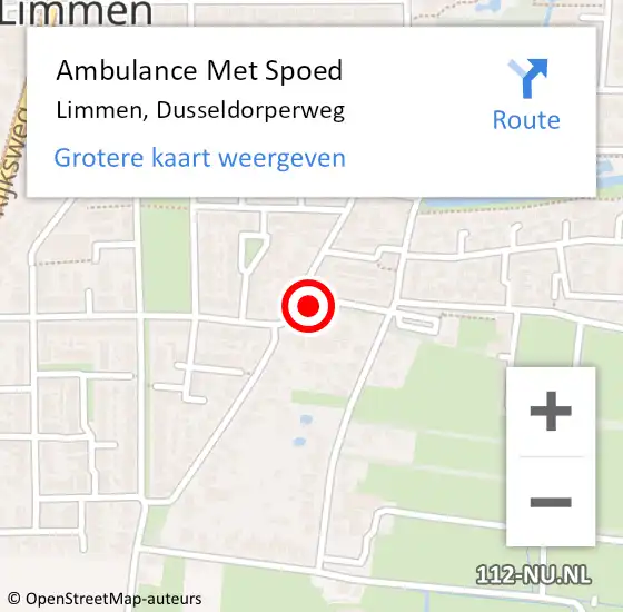 Locatie op kaart van de 112 melding: Ambulance Met Spoed Naar Limmen, Dusseldorperweg op 25 februari 2018 00:26