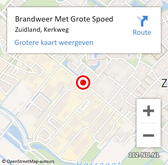 Locatie op kaart van de 112 melding: Brandweer Met Grote Spoed Naar Zuidland, Kerkweg op 25 februari 2018 00:36