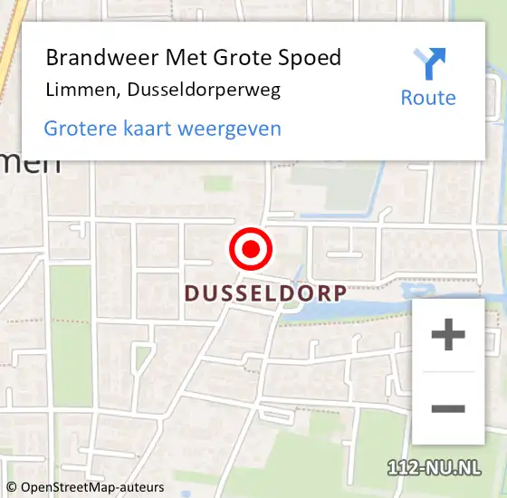 Locatie op kaart van de 112 melding: Brandweer Met Grote Spoed Naar Limmen, Dusseldorperweg op 25 februari 2018 00:47
