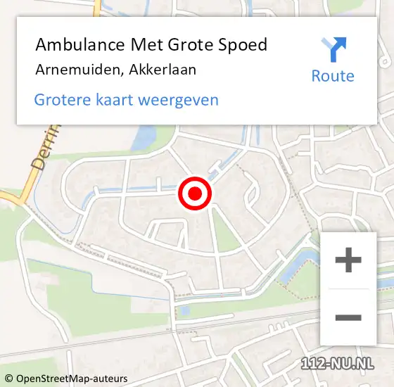 Locatie op kaart van de 112 melding: Ambulance Met Grote Spoed Naar Arnemuiden, Akkerlaan op 25 februari 2018 00:53