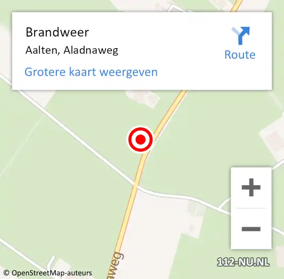 Locatie op kaart van de 112 melding: Brandweer Aalten, Aladnaweg op 25 februari 2018 00:55