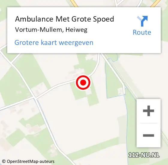 Locatie op kaart van de 112 melding: Ambulance Met Grote Spoed Naar Vortum-Mullem, Heiweg op 25 februari 2018 00:59