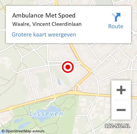 Locatie op kaart van de 112 melding: Ambulance Met Spoed Naar Waalre, Vincent Cleerdinlaan op 25 februari 2018 01:00