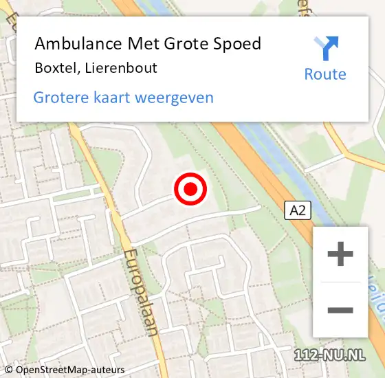 Locatie op kaart van de 112 melding: Ambulance Met Grote Spoed Naar Boxtel, Lierenbout op 25 februari 2018 01:21