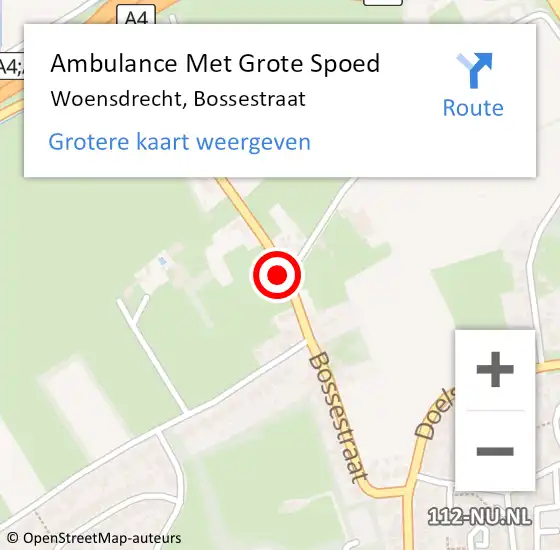 Locatie op kaart van de 112 melding: Ambulance Met Grote Spoed Naar Woensdrecht, Bossestraat op 25 februari 2018 01:25