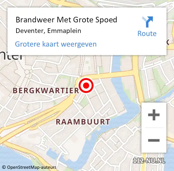 Locatie op kaart van de 112 melding: Brandweer Met Grote Spoed Naar Deventer, Emmaplein op 25 februari 2018 02:04