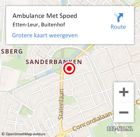 Locatie op kaart van de 112 melding: Ambulance Met Spoed Naar Etten-Leur, Buitenhof op 25 februari 2018 02:15