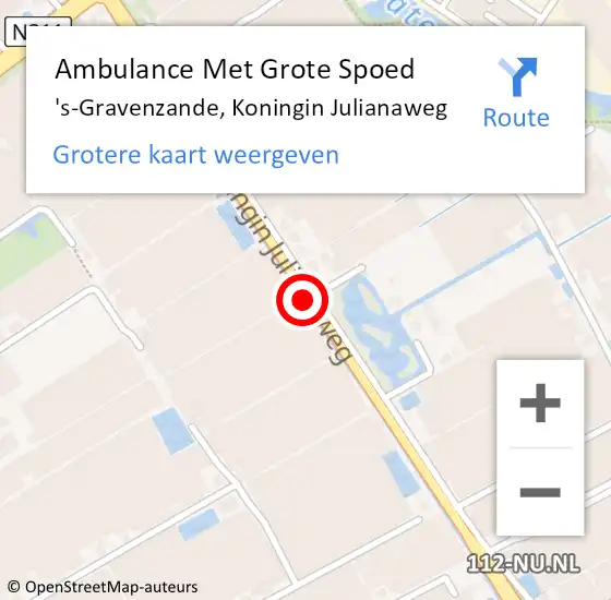 Locatie op kaart van de 112 melding: Ambulance Met Grote Spoed Naar 's-Gravenzande, Koningin Julianaweg op 25 februari 2018 02:46