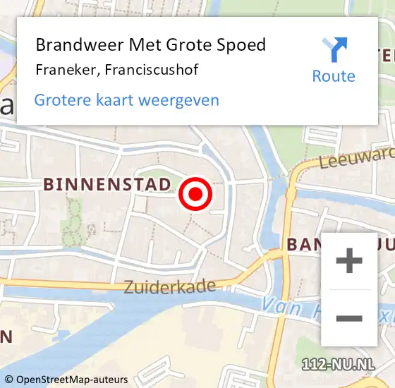 Locatie op kaart van de 112 melding: Brandweer Met Grote Spoed Naar Franeker, Franciscushof op 25 februari 2018 03:58