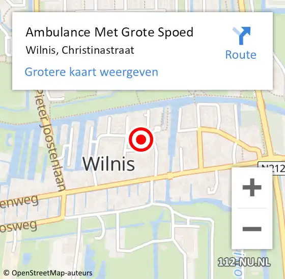 Locatie op kaart van de 112 melding: Ambulance Met Grote Spoed Naar Wilnis, Christinastraat op 25 februari 2018 04:24