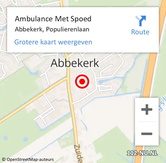 Locatie op kaart van de 112 melding: Ambulance Met Spoed Naar Abbekerk, Populierenlaan op 25 februari 2018 05:40