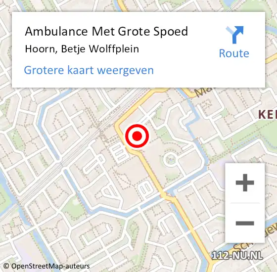 Locatie op kaart van de 112 melding: Ambulance Met Grote Spoed Naar Hoorn, Betje Wolffplein op 25 februari 2018 07:15