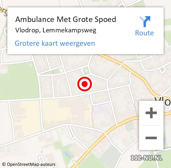 Locatie op kaart van de 112 melding: Ambulance Met Grote Spoed Naar Vlodrop, Lemmekampsweg op 25 februari 2018 07:21