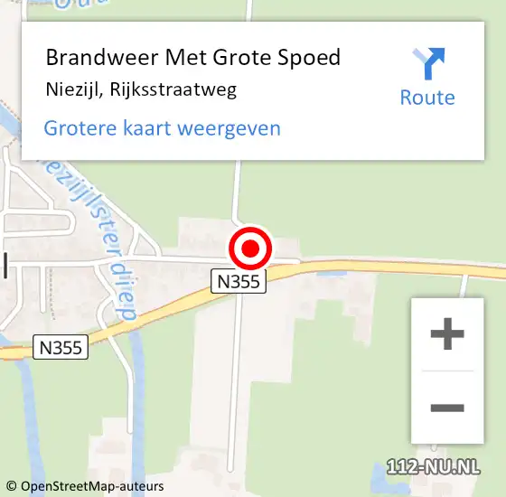 Locatie op kaart van de 112 melding: Brandweer Met Grote Spoed Naar Niezijl, Rijksstraatweg op 25 februari 2018 07:33