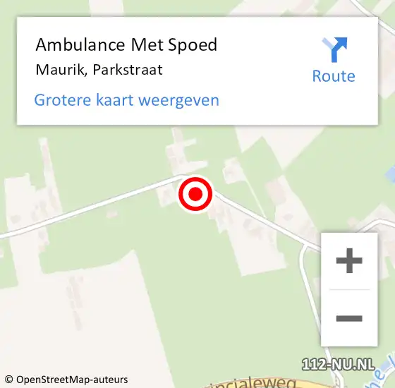 Locatie op kaart van de 112 melding: Ambulance Met Spoed Naar Maurik, Parkstraat op 25 februari 2018 08:19