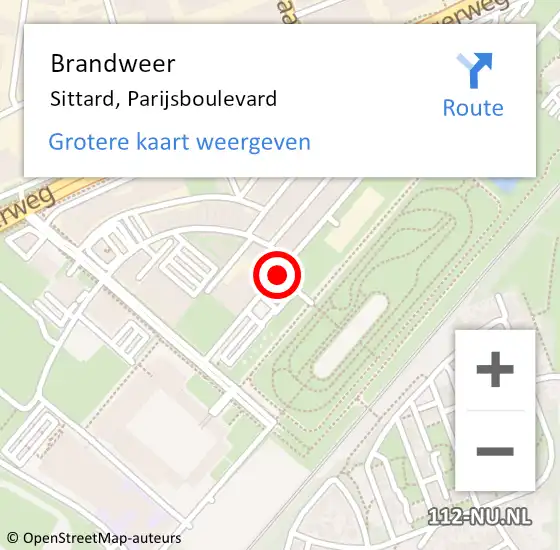 Locatie op kaart van de 112 melding: Brandweer Sittard, Parijsboulevard op 17 februari 2014 11:47