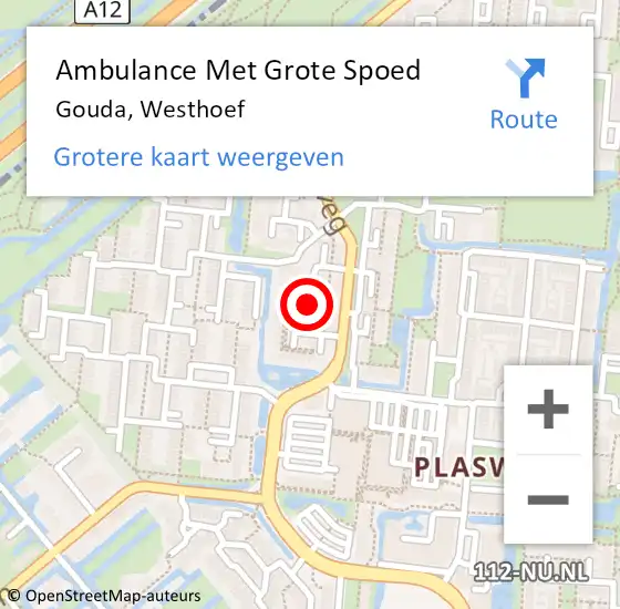 Locatie op kaart van de 112 melding: Ambulance Met Grote Spoed Naar Gouda, Westhoef op 25 februari 2018 08:38