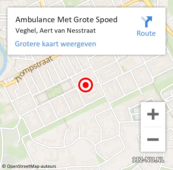 Locatie op kaart van de 112 melding: Ambulance Met Grote Spoed Naar Veghel, Aert van Nesstraat op 25 februari 2018 08:48